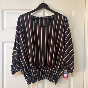 Vince Camuto Striped Black and Red Women's Top